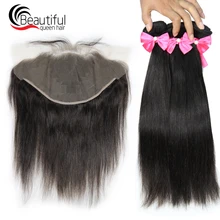 Красивые королевские натуральные волосы Малайзия прямые 3 волосы на Трессах с 13*4 уха до уха Кружева Фронтальные отбеленные узлы завитые здоровые волосы