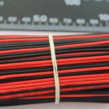 Красные и черные провода, подключенные к электронному кабелю 100 мм длиной с двойной обмоткой#17 выпуск 22