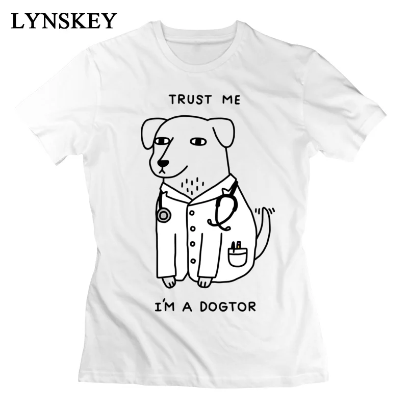LYNSKEY Women T-Shirt Fashion Leisure Tops Tees Summer/Autumn Cotton O Neck Short Sleeve Crazy Dogtor Tee Shirt Top Quality pink