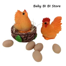 Skala 1: 12 kura kura jajko gniazdo zestaw dom dla lalek z kurczaka miniaturowe Mini domek dla lalek Decor prezent dla dzieci udawaj zagraj zabawki(China)