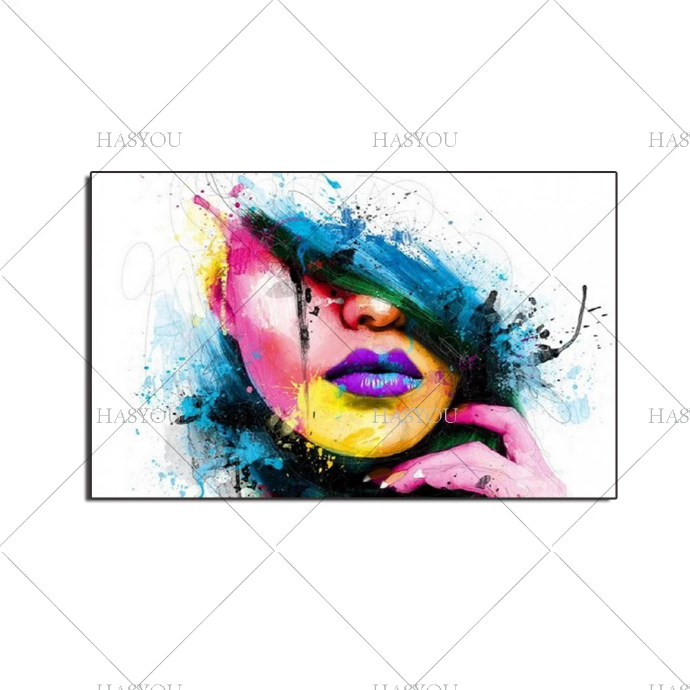 

New Style Handmade Abstract Portrait Paintings Art Calligraphy Hand Painted Wall Decorative Sexy Woman Face Canvas Oil Paintings
