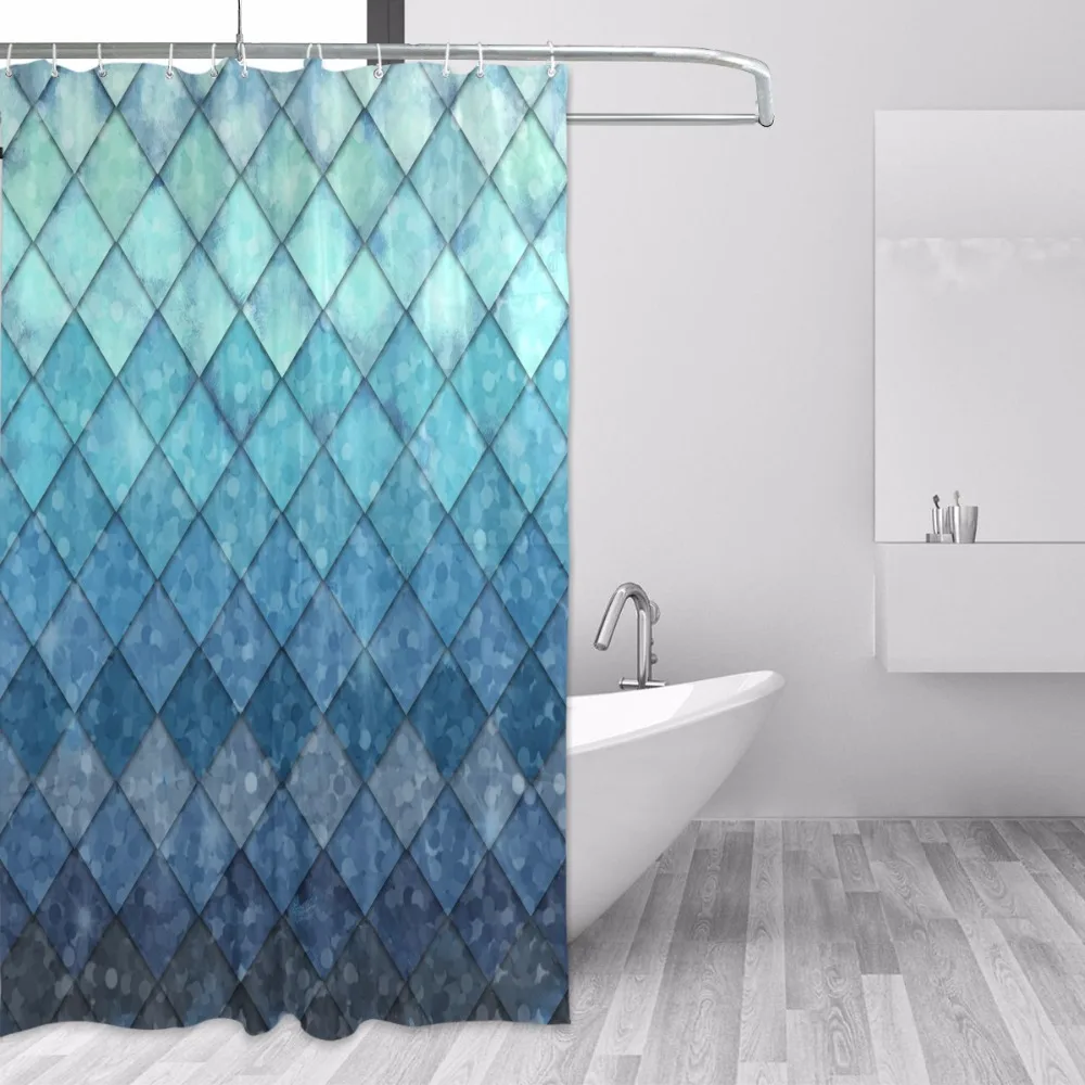 Высококачественная водостойкая занавеска для ванной комнаты с геометрическим ромбовидным рисунком, занавеска для душа из полиэфирной ткани