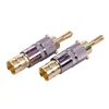 2pcs/lot Luxury Copper 24K Gold Plated Banana Plug Audio Connector Male Adapter Speaker Banana Binding Post Terminal red&white ► Photo 2/6
