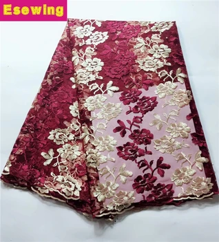 

Wine Color 2018 Latest Mesh Nigerian Laces Fabric High Quality Tulle African Laces Fabric Wedding African French Tulle Mesh Lace