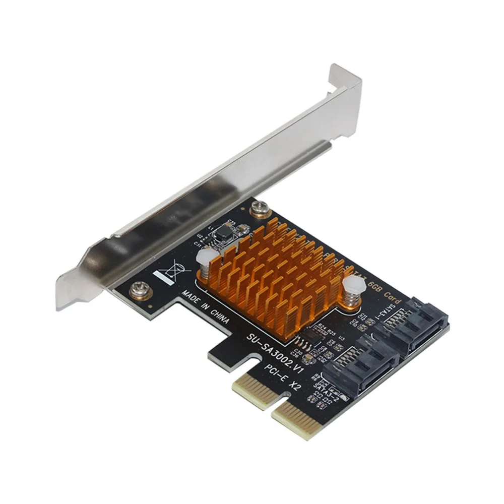 

2019 PCI-e X2 to SATA 3.0 Expansion Card 2 Ports SATA III 6Gbps PCI Express Converter Adapter Board for Desktop PC