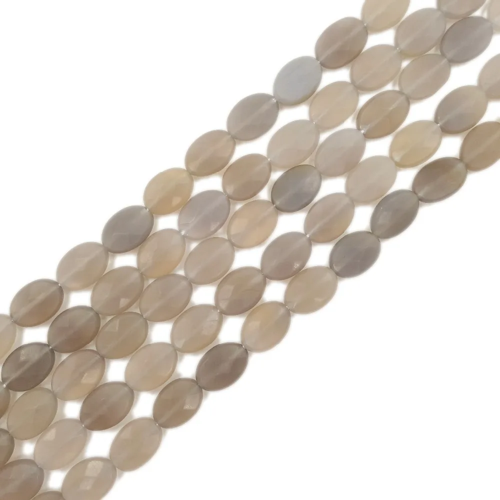 

Lii Ji Natural Stone Grey Agate Matte Oval Shape Faceted Beads Approx 10x14mm Loose Beads for DIY Jewelry 38cm