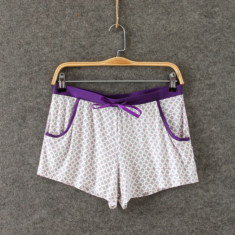 Women Cute Light Purple Geometric Print Pajama Shorts Women Loose
