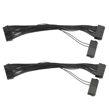 

2pcs 20+4pin Cable Connector 30cm 24 Pin Dual PSU Power Supply Extension Cable for BTC mining for Computer gaming