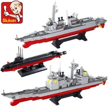 Морской бой авианосец группа крейсер Разрушитель атомных подводных лодок 3 в 1 Строительный блок Набор Сборная модель кирпич