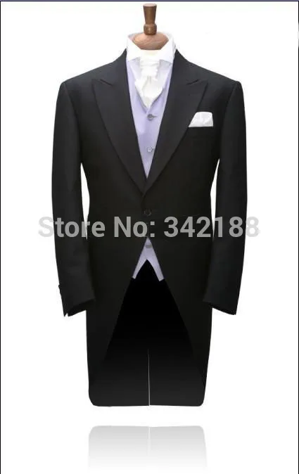 Black Morning Style Groom Tuxedos Best Man Peak Lapel Groomsmen Men Wedding Suits Bridegroom (Jacket+Pants+Tie+Vest)/best suitsw