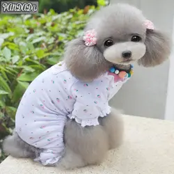 Лето собака пижамы мягкие удобные полосатый собак комбинезон Собака Комбинезоны для девочек одежда