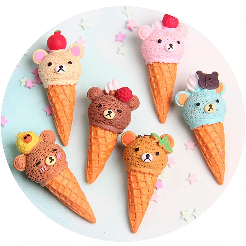 2pcs/lot Cute Scale Miniature Resin Ice Cream Cone Pretend Food For Dollhouse Play Kitchen Food 3