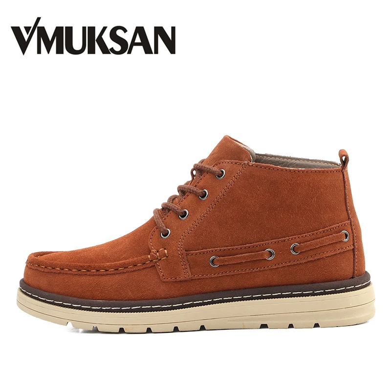 

VMUKSAN Autumn Winter Men Boots High Quality Suede Leather Ankle Boots Men Big Size 38-46 Plush Warm Boat Shoes For Man