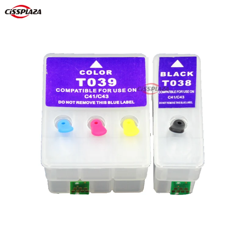 CISSPLAZA 1SET Compatible for EPSON T038 T039 Refillable ink Cartridge