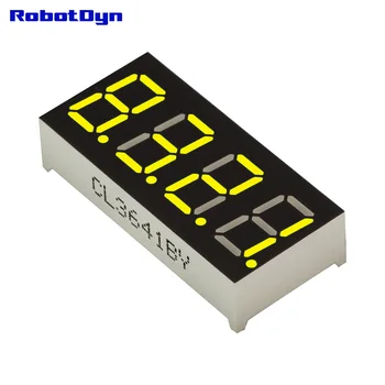 

5pcs = 4-Digit 7-segments LED Display tube, decimal, YELLOW, disp. size 30x14mm, 0.36"