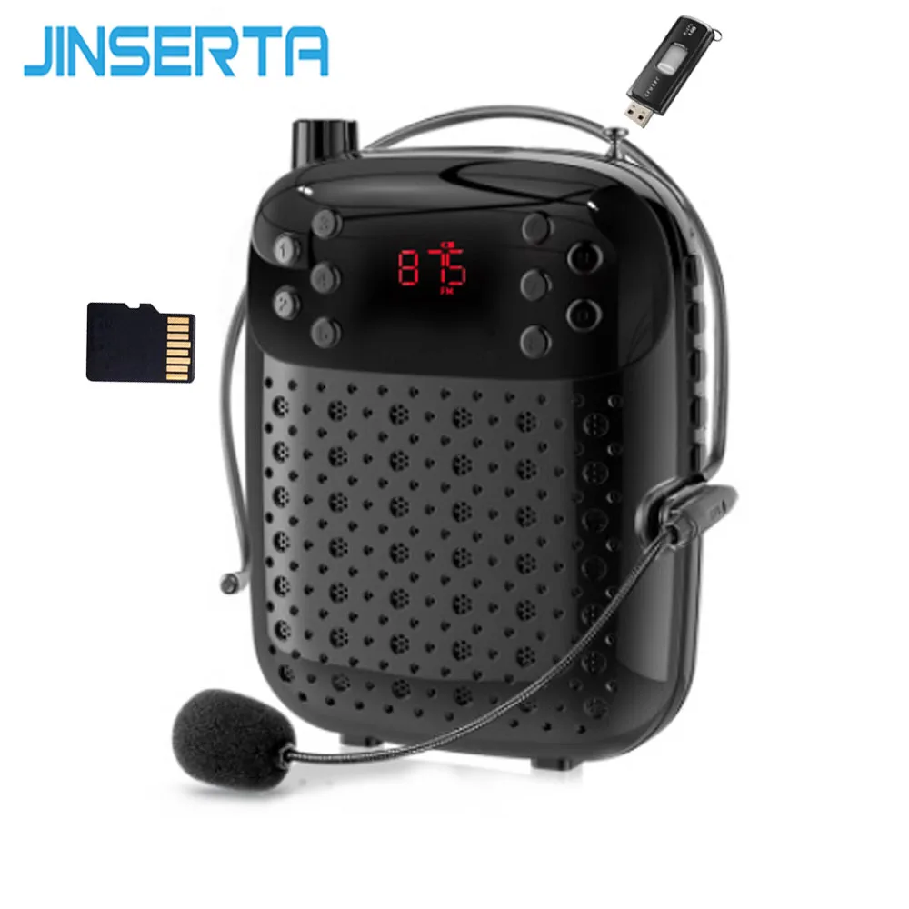 

JINSERTA Mini Voice Amplifier Megaphone Boost with Microphone/Battery/Cable Support U Disk/TF Card Play for Touring Guide