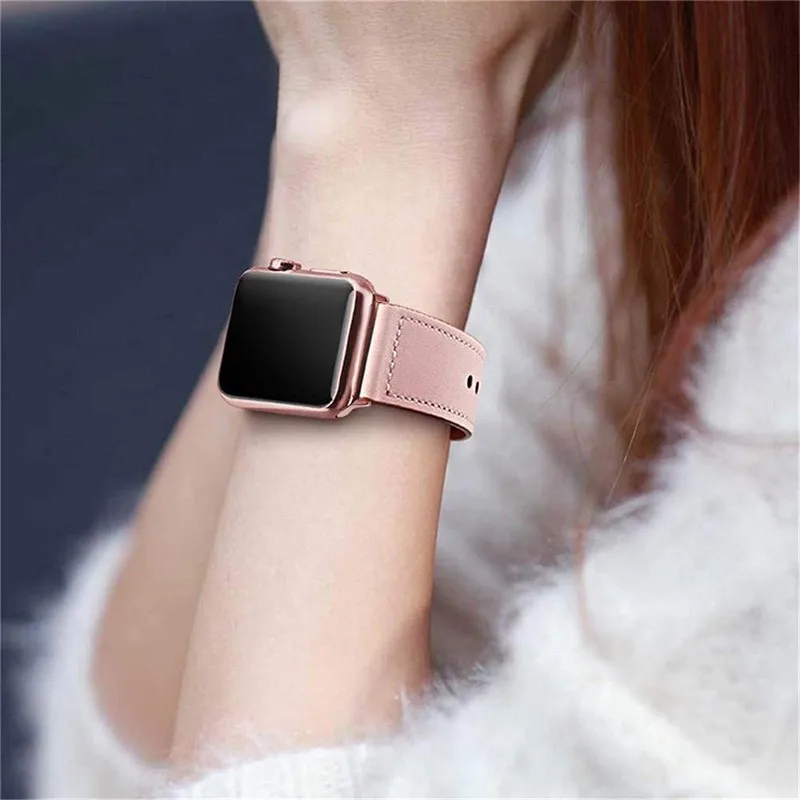 Ремешок из натуральной кожи для часов Apple watch Band Series 4 3 2 1 42 мм ремешок браслет 44 мм 38 мм 40 мм ремешок для iwatch 4 3 2 1