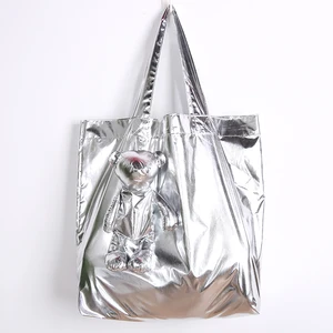Эко-сумка с хлопковым наполнителем и медвежонком с серебряным покрытием, водонепроницаемая сумка, Высококачественная многоразовая Хлопковая сумка для покупок