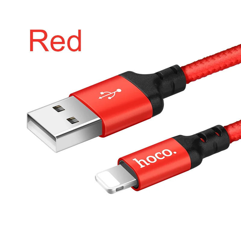 HOCO, Лучший USB кабель для зарядки iPhone 8, 7, 6, 5 plus, USB кабель для быстрой зарядки, кабель для передачи данных для iPhone 11 Pro, X, XS, Max, XR, iPad кабели - Цвет: Красный