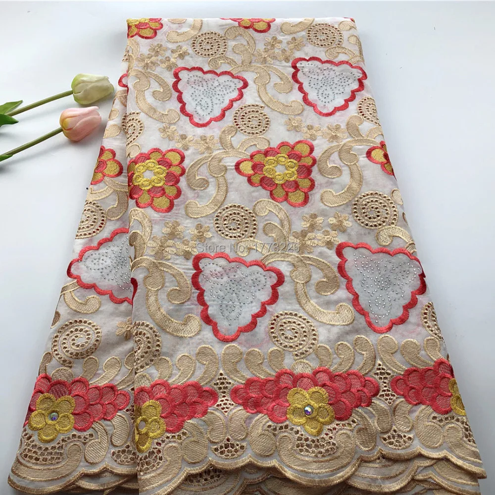 

Multicolor Hollow Out Design Cotton Lace African Swiss Voile Lace Fabrics High Quality French Swiss Voile Lace in Switzerland HS