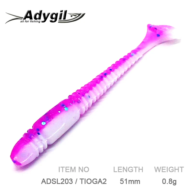 

ADYGIL Fishing Lure Soft Lure Silicon Bait Soft Bait ADSL203/TIOGA2 10pcs 51mm 0.8g