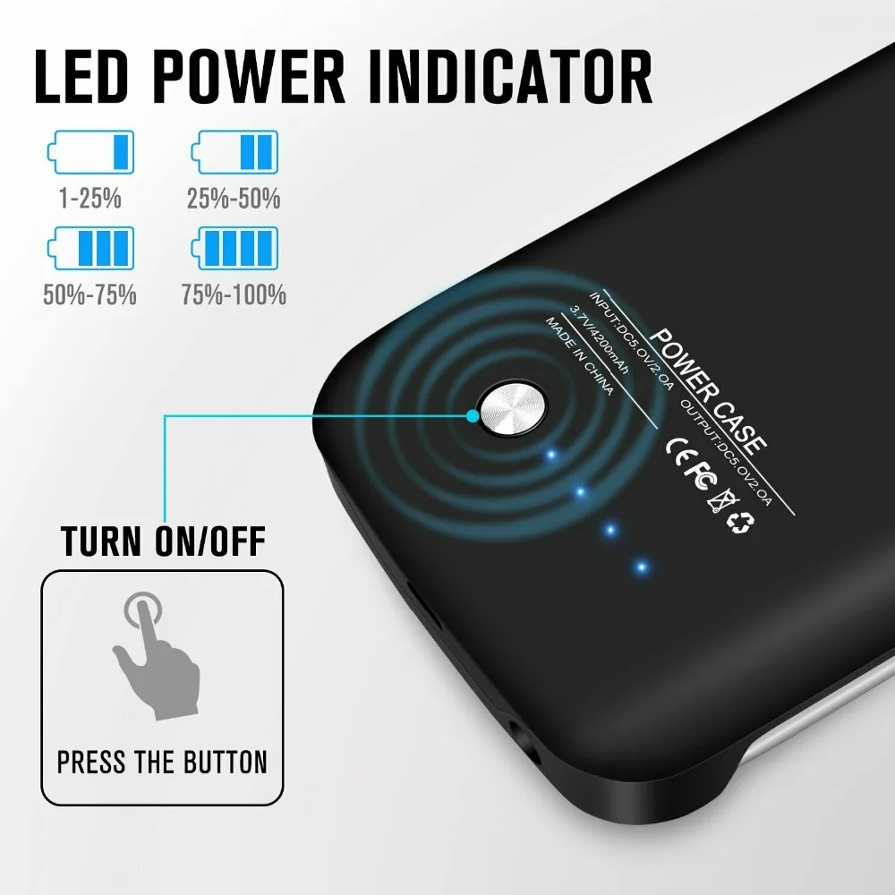 4200 мАч чехол для зарядного устройства samsung Galaxy S6 Чехол Для Аккумулятора Внешний