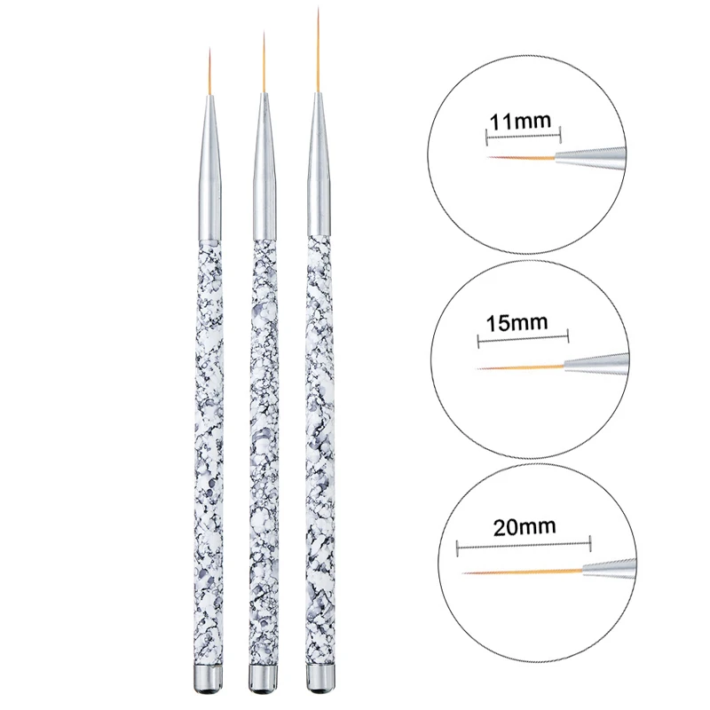 3 шт./компл. 11/15/20 mmnail арт контурная кисточка для французский линии полоски для маникюра(Гель-лак для ногтей ручка для рисования Маникюрный Инструмент