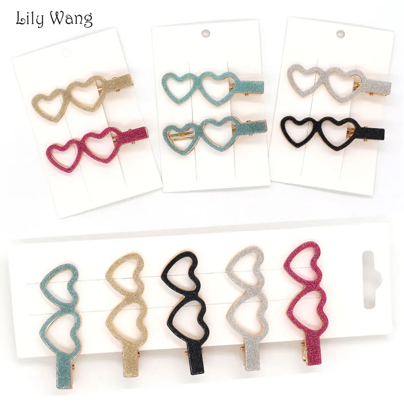

Japanese Women Hair Accessories Glitter Hair Clips For Girls Love Shape Hollow Acrylic Barrettes Duckbill Side Hairgrips