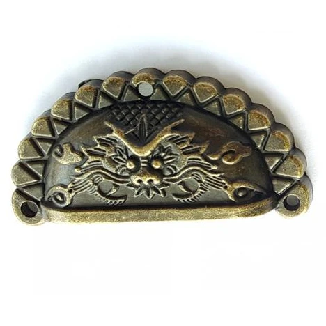Best 20pcs 7*3.5cm Antique Bronze Handle Archaize Lion A Semicircle Shake Medicine Cabinet Wooden Jewellery Box Fix Alloy Shells