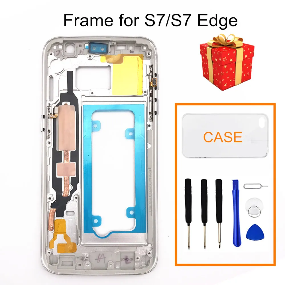 

AYJ 1 Piece Replacement For Galaxy S7 G930F S7 edge G935F Middle Plate Frame Housing Bezel Chassis with all small parts