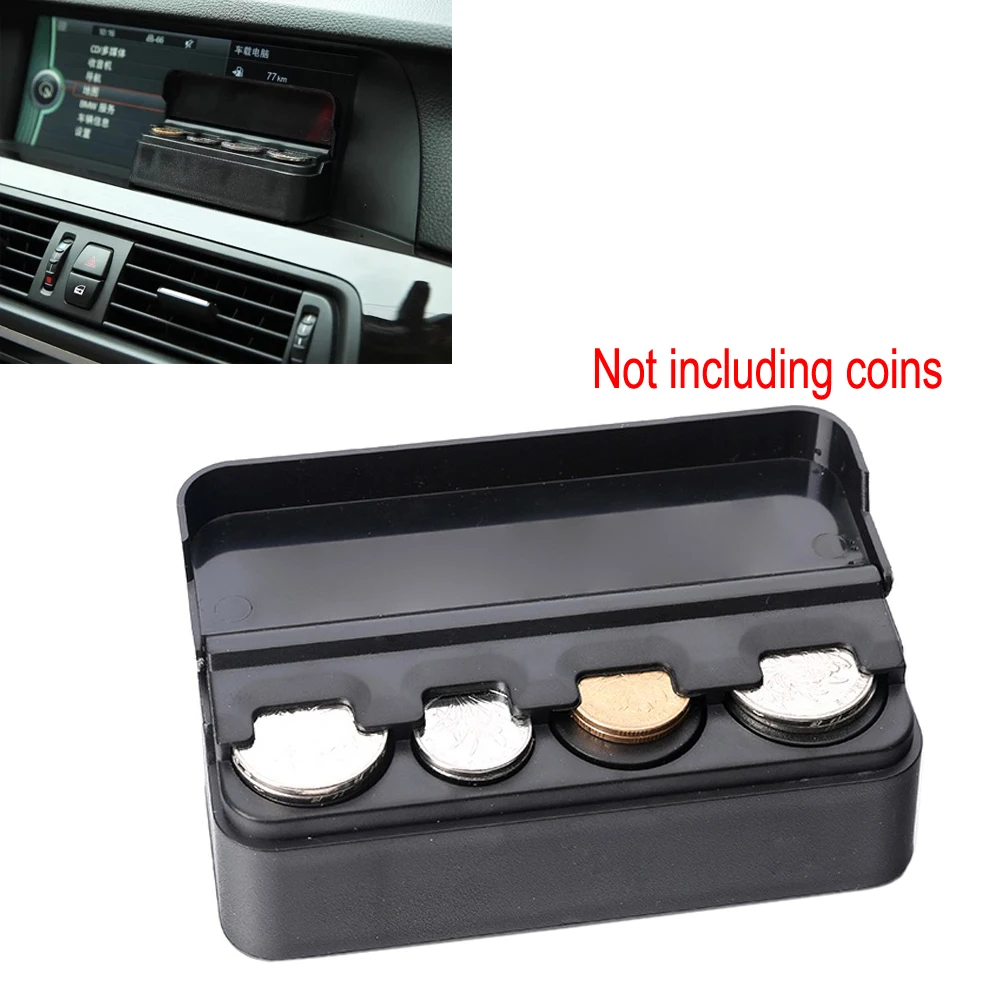 JEAZEA 1pc Car Universal Black Coins Holder Organizer Loose Change Storage Box Tray for Hyundai Toyota SUV MPV Truck Money Wallet -1