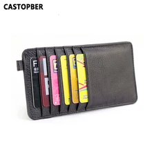 Première Couche De Peau De Vache 100% En Cuir Véritable 12 Fentes de Cartes Carte De Visite Porteurs Wallet ID de Crédit Titulaire De la Carte Unisexe Bourse