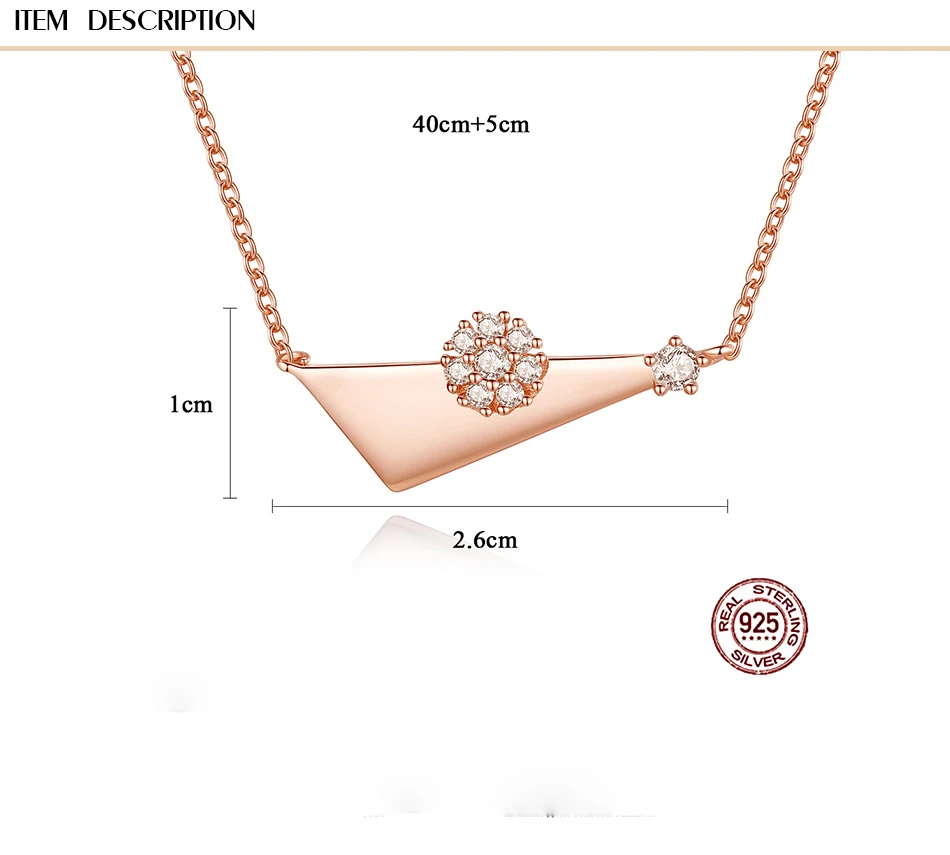 

Exquisite S925 sterling silver necklace zircon flower geometry triangle clavicle chain female Y04