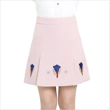 New2018 Корея прелестные модные туфли красивые мини-юбка Для женщин линии большой Размеры тонкий 4XL Вышивка Цветочные молния Высокая талия короткие юбки