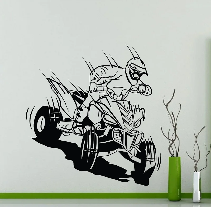 

Four-wheeled off-road motorcycle vinyl wall stickers racing extreme sports enthusiasts off-road racing club home wall decal 2CE