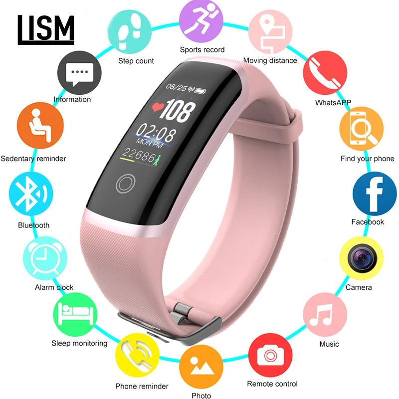 

Color Screen Smart Bracelet IP67 Waterproof Sport Fitness Tracker Heart Rate Blood Pressure Sleep Tracker Wristband PK Mi Band 3