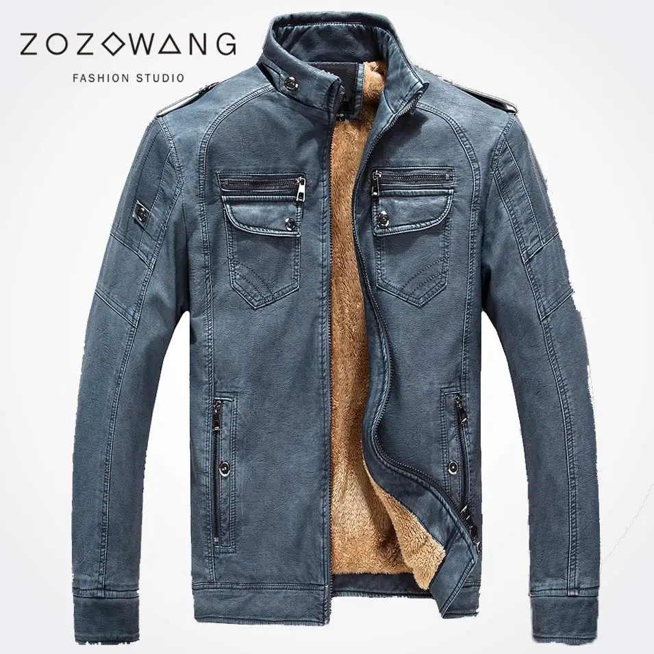 Zozowang 2017 Men's retro do the old leather and cashmere leather jacket collar PU leather jacket short paragraph Slim thick Zozowang 2017 Men's retro do the old leather and cashmere leather jacket collar PU leather jacket short paragraph Slim thick