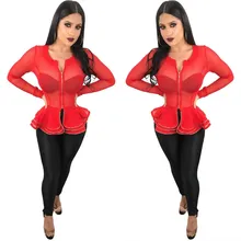 Женская Клубная одежда с круглым вырезом, длинным рукавом, многослойной баской и оборками, верхняя одежда, топы, тонкое пальто, весна, сексуальные шикарные прозрачные куртки в сеточку