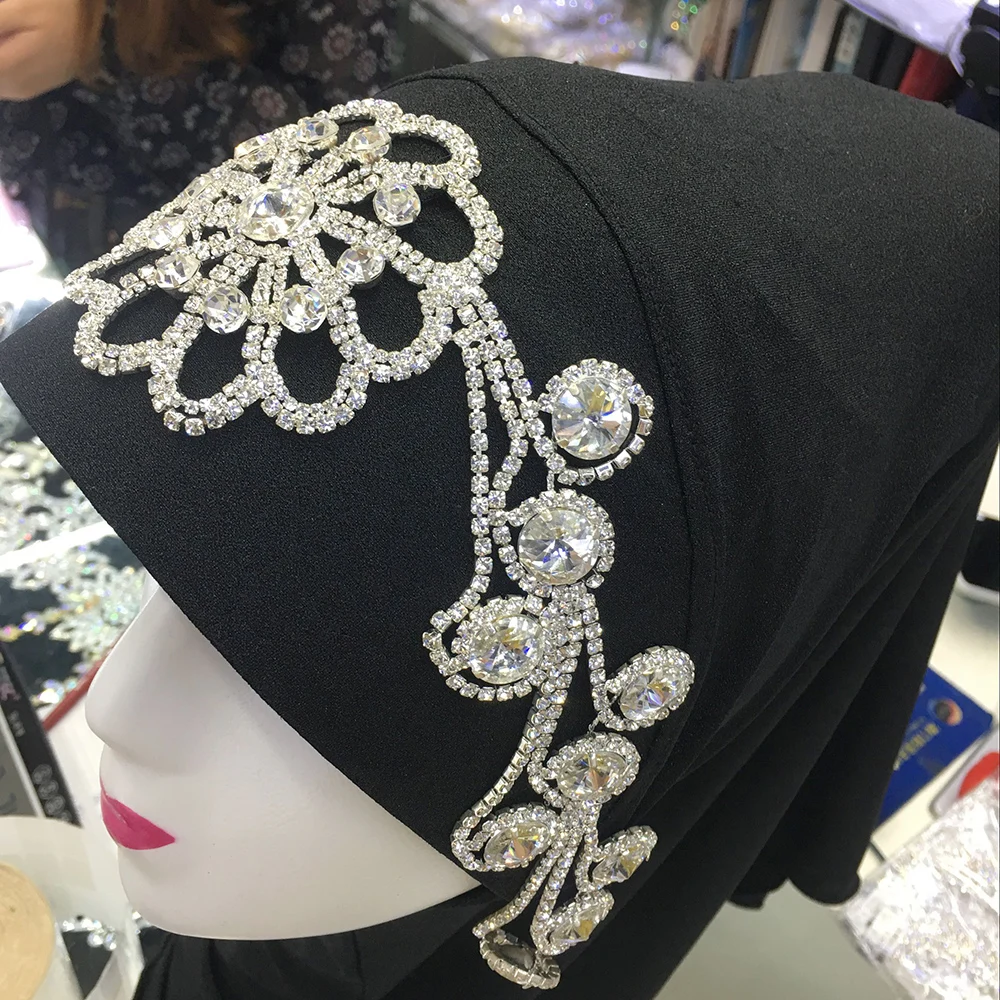 

Long Rhinestone Applique Crystal Glass Sew on Rhinestones Rhinestone Belt For DIY wedding dress, Scarf ,party Dress Decoration