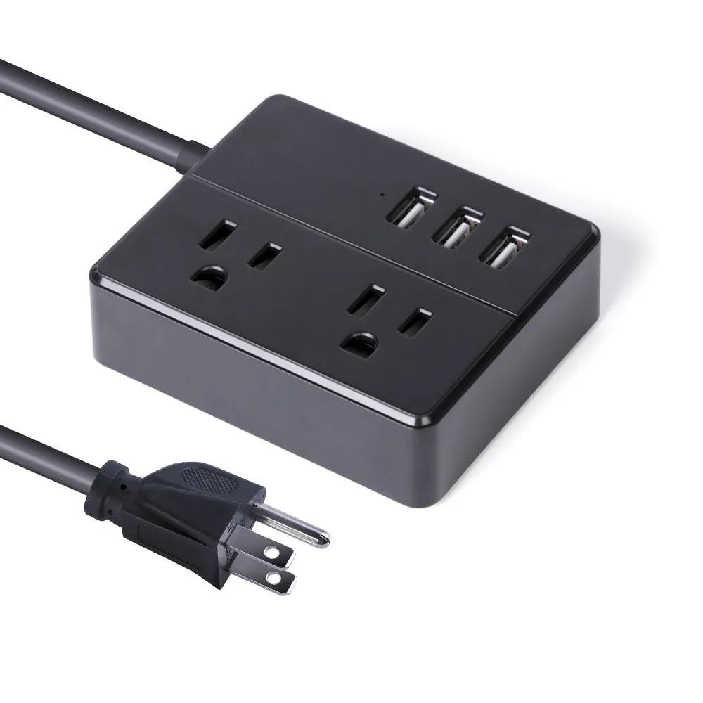 Mini Power Strip with 3 USB 2 Outlet Desktop Charging Station 3.94ft
