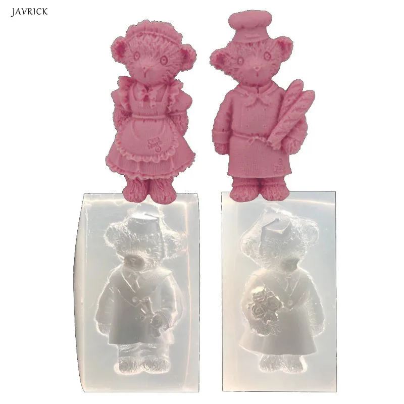 

Silicone Resin Mold Cartoon Lovers Bear Silicone Mold Resin Casting Keychain Pendant Jewelry Tools