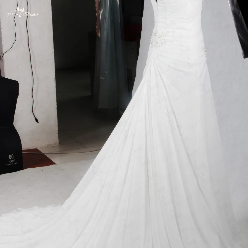 RSW1089 Yiaibridal элегантное реальное Плиссированное шифоновое облегающее платье простое свадебное платье