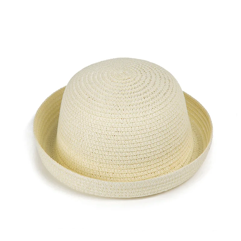 REAKIDS, шапка Детские шапки Детская Летняя шляпка для маленьких мальчиков, соломенная шляпа для детей, Пляжная шапка для девочек и мальчиков, однотонная Кепка от солнца для малышей - Цвет: White