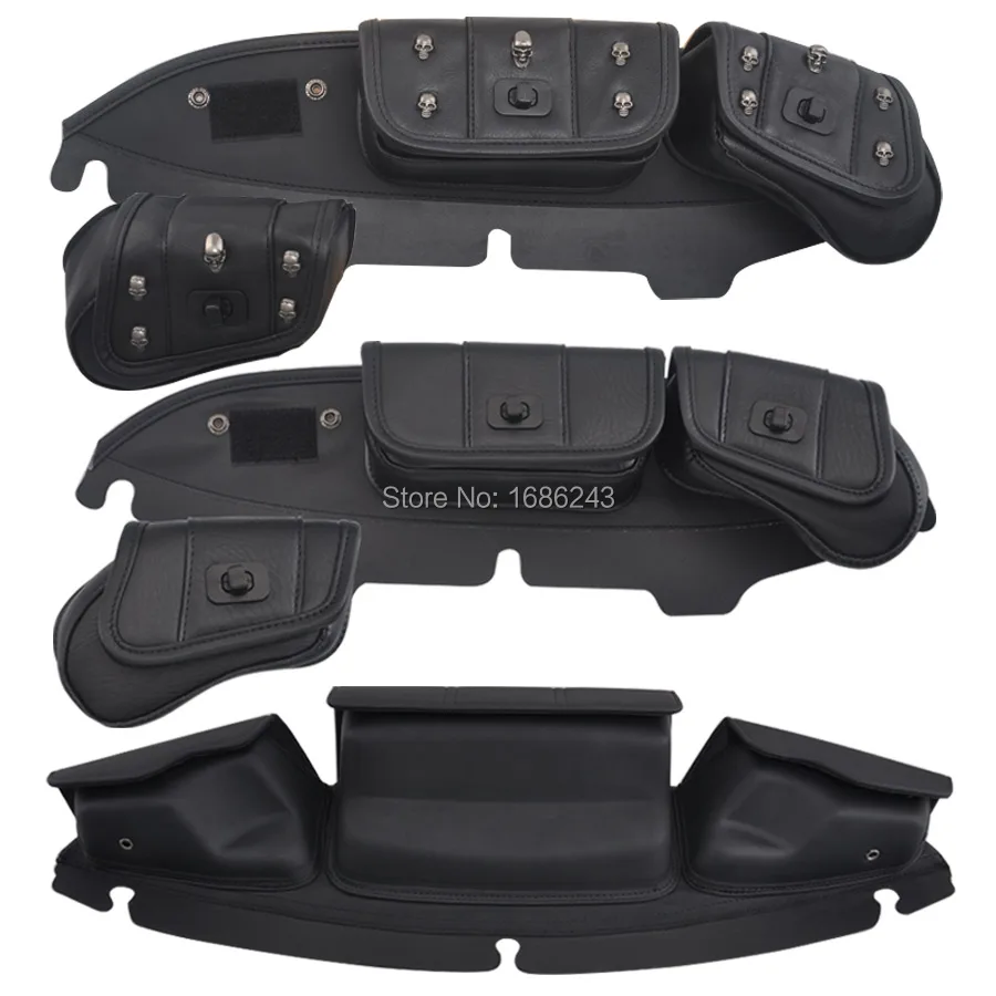 

Motorcycle Three Pocket Windshield Bag Windscreen Fits For Harley Davidson Electra Street Glide FLHX FLHT FLHXS FLHTK FLHTCU