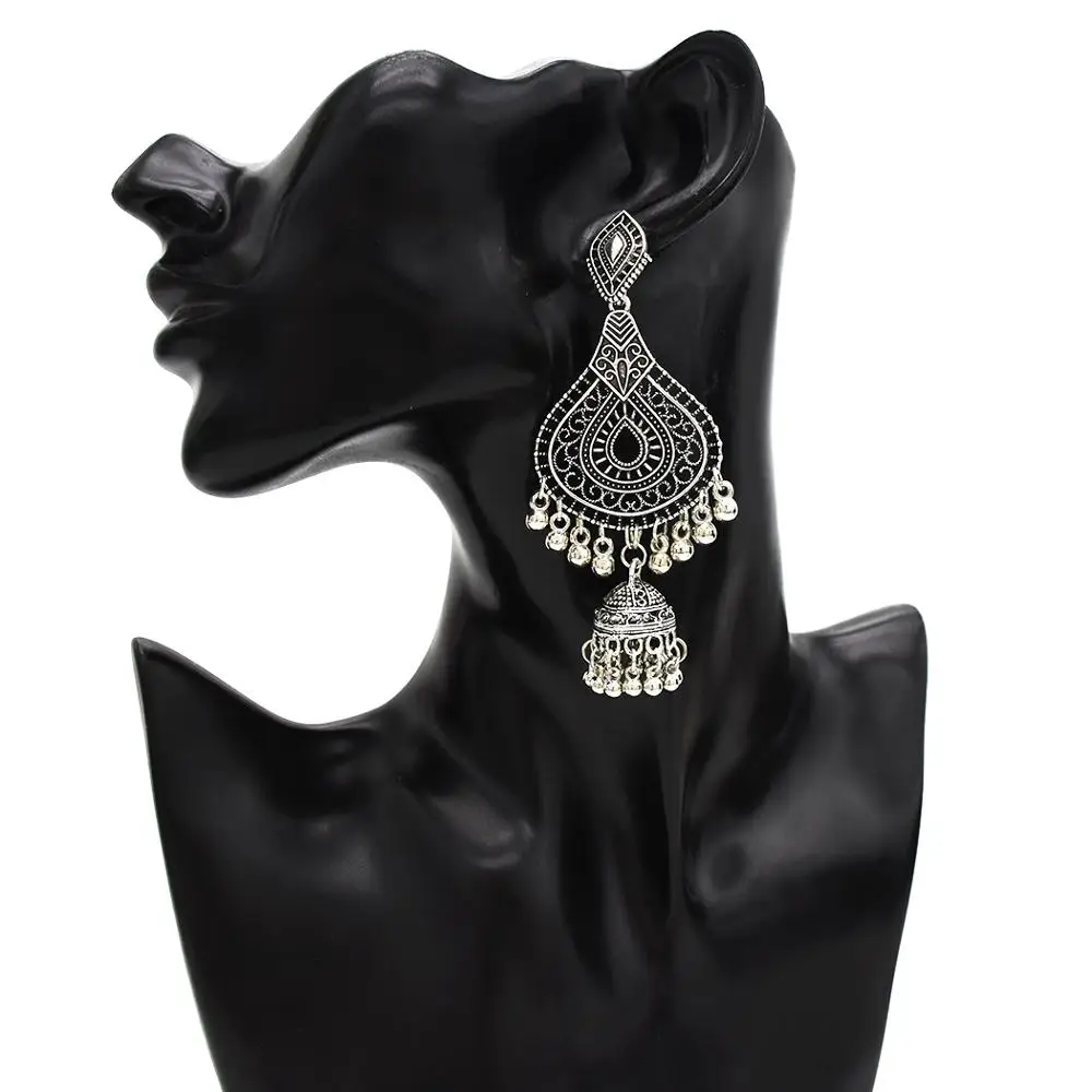 Индийские серьги Jhumka для женщин этнические цветные колокольчики с бахромой