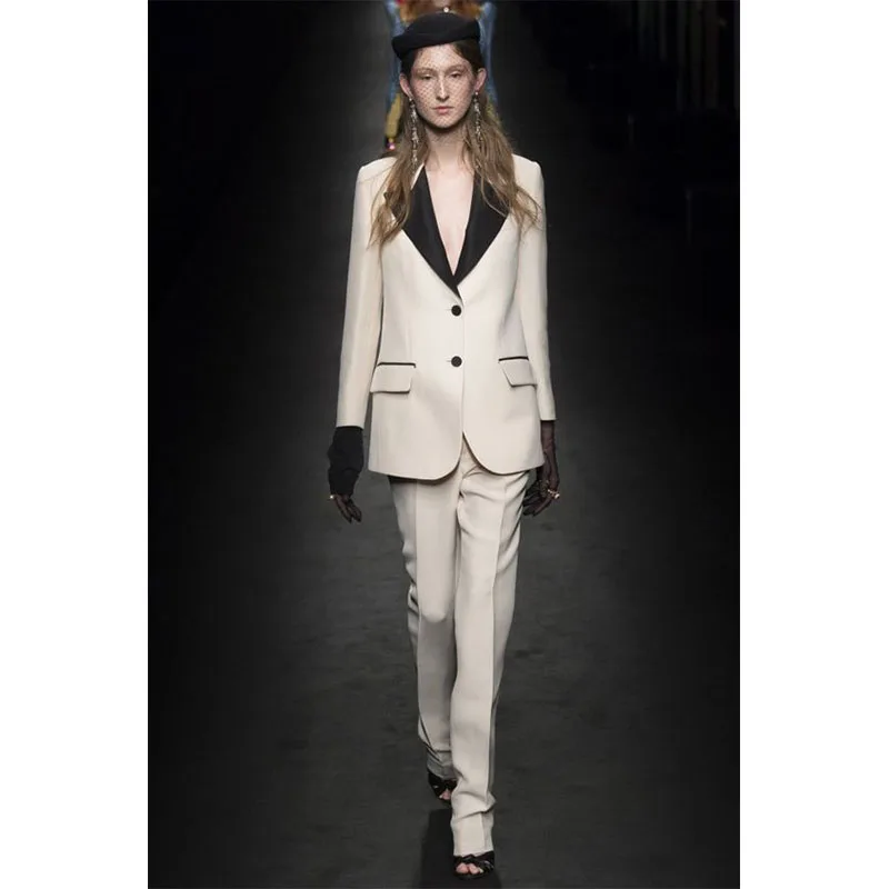 Куртка + Брюки для девочек светло-серый Для женщин Бизнес Костюмы тонкий женский офис форма 2 шт. Брючный костюм женские зимние костюмы для