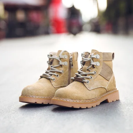 Boots Children's Shoes Mother & Kids Winter children's genuine leather Martin boots boys and girls desert boots 2017 whole sale