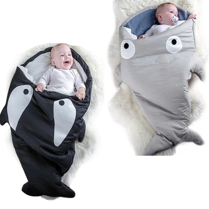 

Warm Baby Sleeping Bag Soft Cotton Thick Blanket Winter Shark Blanket for Kids Sleeping Sack Baby