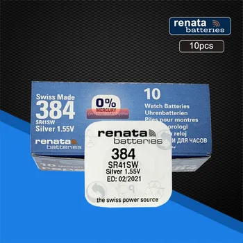 

10pack Renata Swiss Battery 384 SR41SW 1.55V for Watch Silver 384 SR41SW RENATA Watch Batteries