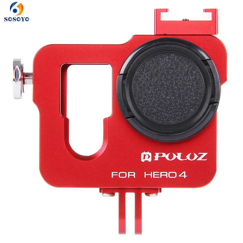 Aluminum Alloy cage Protective Housing Case Cover  Metal frame with lens cap for GoPro HERO4 Sports action camera accessories (11)